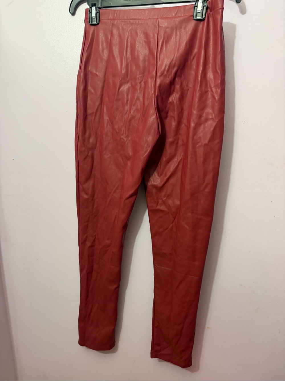 Popular Basics Red Faux Leather Pants: